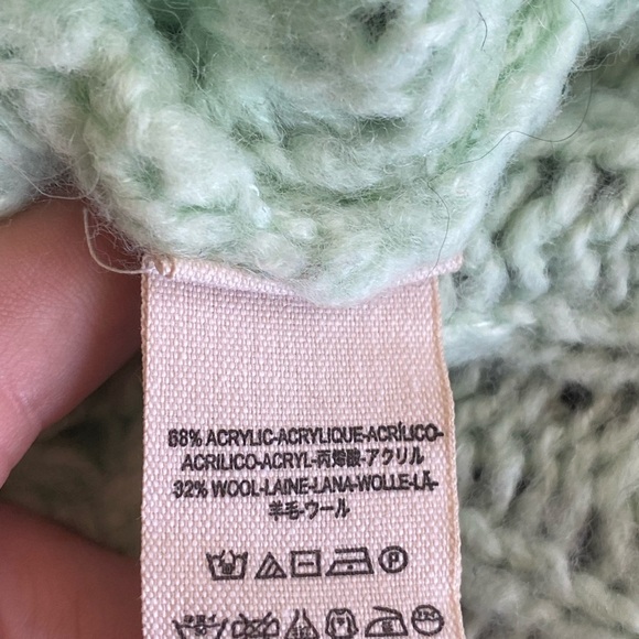 Free People Size M Crashing Waves Oversized Mint Green Open Weave Sweater - Picture 6 of 8
